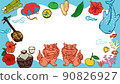 Okinawa motif frame colorful 90826927