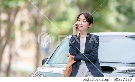 Business car female smartphone 90827150