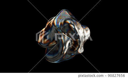 Dark Metallic Sphere Scene with colorful reflections. Dark Metallic Sphere Scene with colorful reflections. 90827656