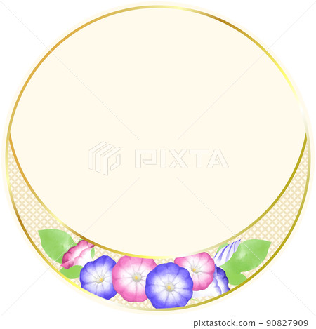 Japanese-style decorative material with a morning glory motif drawn in watercolor Japanese-style decorative material with a morning glory motif drawn in watercolor 90827909