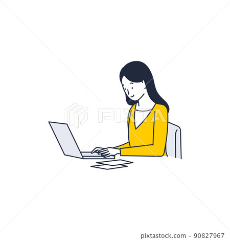 Illustration material of a woman who works remotely 90827967
