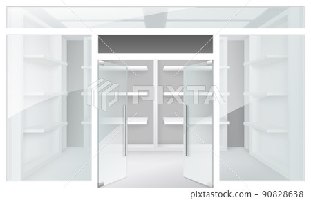 Double glass door for store entrance vector 90828638