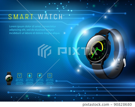 Smart watch technology advert vector poster design 90828680