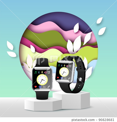 Smart watch presentation vector 3d advert design 90828681