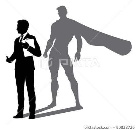 Superhero Business Man With Super Hero Shadow 90828726