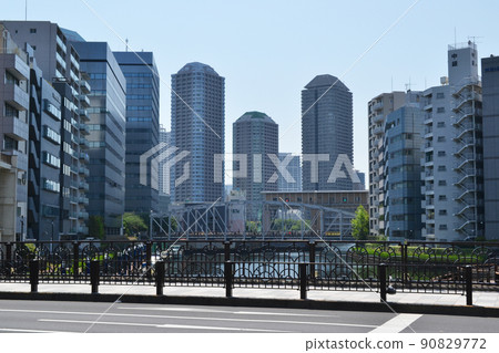 Landscape from Kamejima River and Takahashi in Chuo-ku, Tokyo 90829772