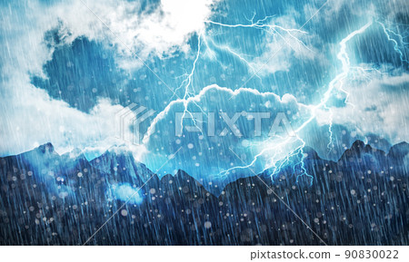 bad weather and storm in mountains illustration 90830022