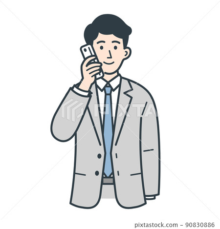 Illustration of a businessman making a phone call 90830886