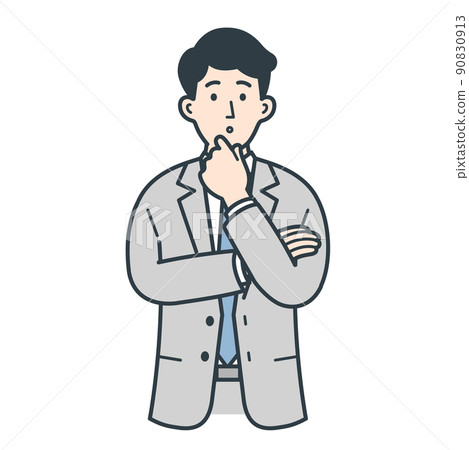 Illustration of a businessman posing to think 90830913
