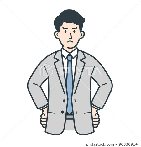 一個商人在一個憤怒的姿勢的插圖 一個商人在一個憤怒的姿勢的插圖 90830914