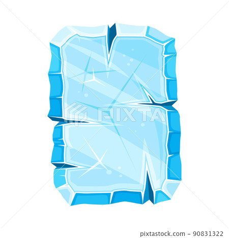 Blue Ice Rectangular Board as Shaped Element for Game and Web Design Vector Illustration 90831322