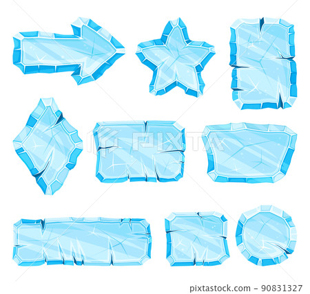 Ice Shaped Elements for Game and Web Design Vector Set 90831327