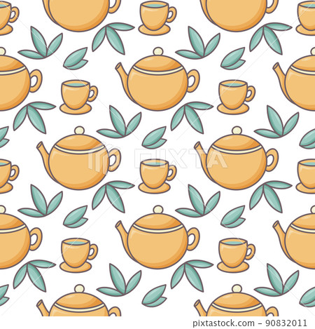 Tea time vector seamless pattern - Stock Illustration [90832011] - PIXTA