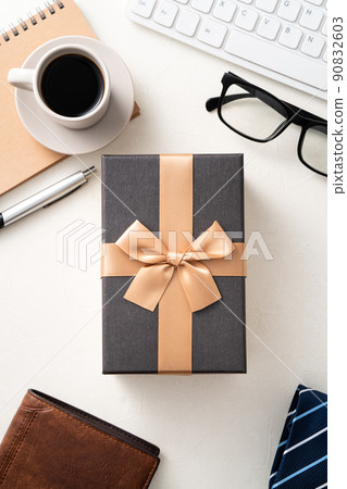 father's day background top view office work gift Father's day 90832603