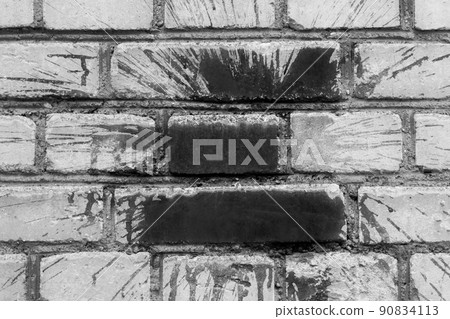 Black dark paint spot brush stain abstract pattern art urban old white brick wall background design monochrome texture Black dark paint spot brush stain abstract pattern art urban old white brick wall background design monochrome texture 90834113