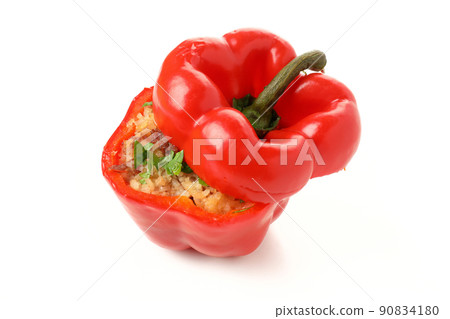 Stuffed pepper isolated on white background, close up Stuffed pepper isolated on white background, close up 90834180