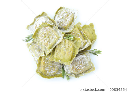 Tasty raw ravioli isolated on white background 90834264