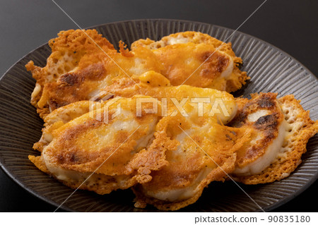 Grilled bamboo fish paste with crispy cheese 90835180