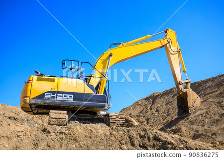 Excavator car doing civil engineering work at the construction site Excavator car doing civil engineering work at the construction site 90836275