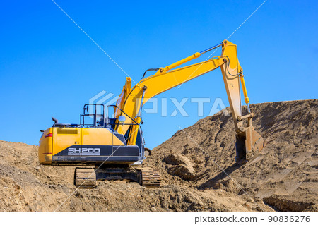 Excavator car doing civil engineering work at the construction site Excavator car doing civil engineering work at the construction site 90836276