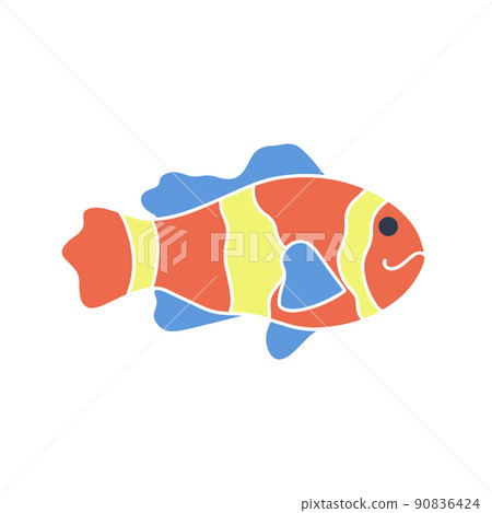 Bright cute cartoon fish icon vector 90836424