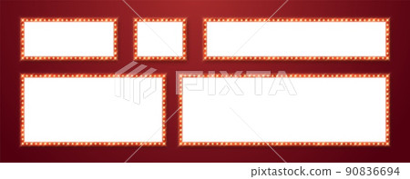 Marquee frames with red border, retro casino signboards with white background. 90836694