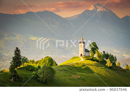 Sveti Tomaz, Slovenia - Aerial view of Jamnik church Sveti Tomaz, Slovenia - Aerial view of Jamnik church 90837046