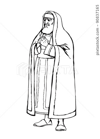 Old Pharisee Priest. Vector drawing Old Pharisee Priest. Vector drawing 90837165