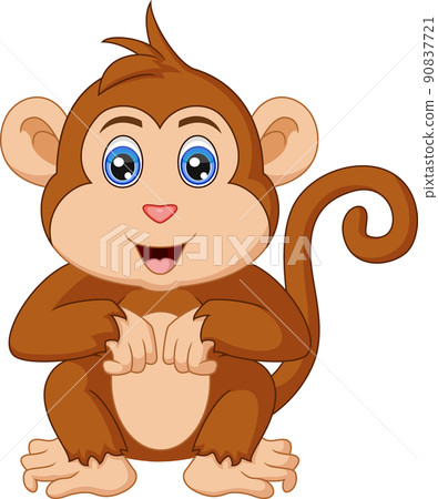 Cute little monkey cartoon sitting 90837721