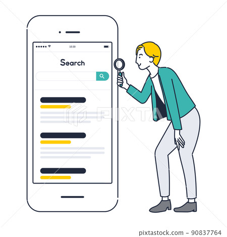 一個人在智能手機上搜索的插圖素材 90837764