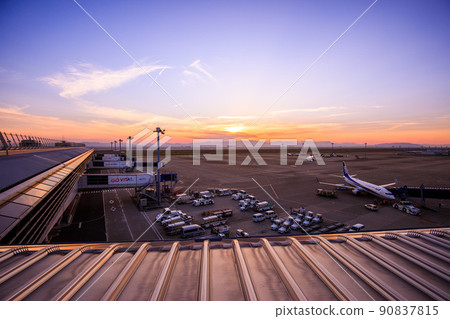 Tokoname City Runway at Chubu Centrair International Airport at dusk 90837815