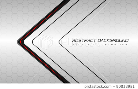 Abstract red black thin arrow direction geometric on silver hexagon mesh pattern design modern luxury futuristic technology background vector Abstract red black thin arrow direction geometric on silver hexagon mesh pattern design modern luxury futuristic technology background vector 90838981