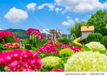 市民的四季森林、盛開的繡球花<愛知縣小牧市> 90840198