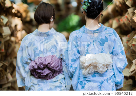Back view of a woman wearing a yukata, no face Back view of a woman wearing a yukata, no face 90840212