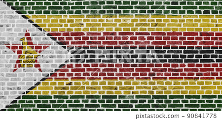 Flag of Zimbabwe painted on a brick wall Flag of Zimbabwe painted on a brick wall 90841778
