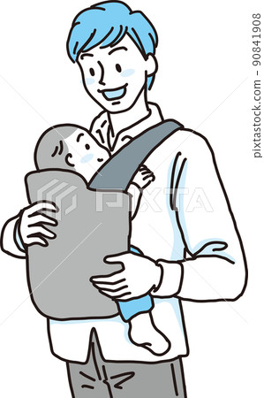 Hugging string daddy _ upper body image _ cyan 90841908
