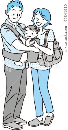 Hugging string daddy mom full body image _ cyan 90841910