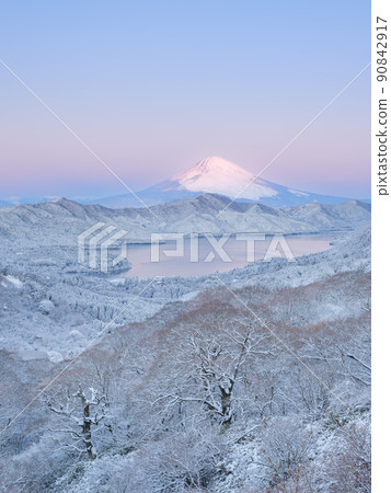 箱根_富士山和蘆之湖的壯觀雪景 箱根_富士山和蘆之湖的壯觀雪景 90842917
