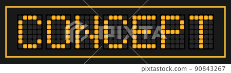 Orange color led banner in word concept on black background Orange color led banner in word concept on black background 90843267