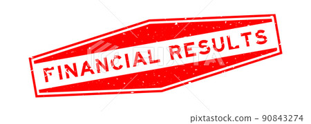 Grunge red financial result word hexagon rubber seal stamp on white background 90843274