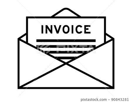 Envelope and letter sign with word invoice as the headline Envelope and letter sign with word invoice as the headline 90843281