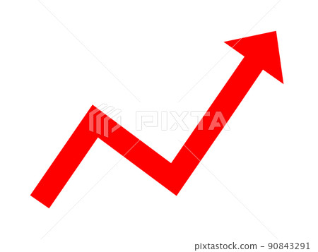 鋸齒形,鋸齒狀的上升箭頭。價格上漲和銷售增加的形象。 鋸齒形,鋸齒狀的上升箭頭。價格上漲和銷售增加的形象。 90843291