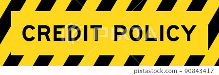 Yellow and black color with line striped label banner with word credit policy Yellow and black color with line striped label banner with word credit policy 90843417