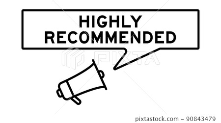 Megaphone icon with speech bubble in word highly recommend on white background 90843479