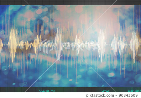 voice recognition waveform and spectrum illustration 90843609