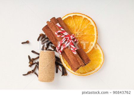 Ingredients for cooking mulled wine on white background 90843762