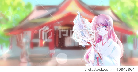 有錢背景的神社少女神社 有錢背景的神社少女神社 90843864