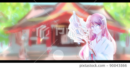 有錢背景的神社少女神社 有錢背景的神社少女神社 90843866