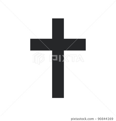 Cross religion god vector illustration icon. Symbol christianity and shape christian sign. Religious crucifix faith and catholicism black holy art. Spirituality element jesus design and isolated white 90844169