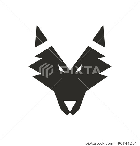 Wolf face animal vector illustration head. Wild dog icon and predator mascot beast symbol. Abstract mammal wildlife hunter emblem and coyote eye sign. Silhouette tattoo logo and black art isolated Wolf face animal vector illustration head. Wild dog icon and predator mascot beast symbol. Abstract mammal wildlife hunter emblem and coyote eye sign. Silhouette tattoo logo and black art isolated 90844214